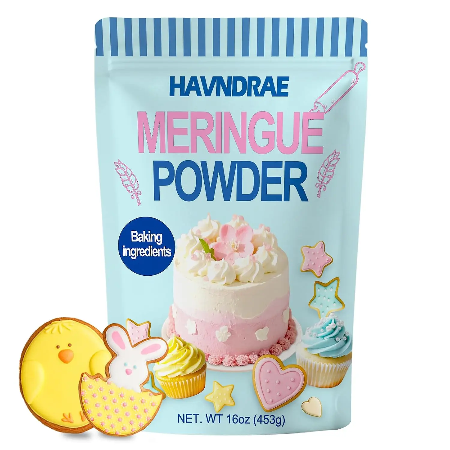 16oz Sweet Meringue Powder Mix - Gluten-Free Easy Whip Icing Mix for Royal Icing, Baking, Cake Decorating, Sugar Cookies - Ideal for Home Bakers