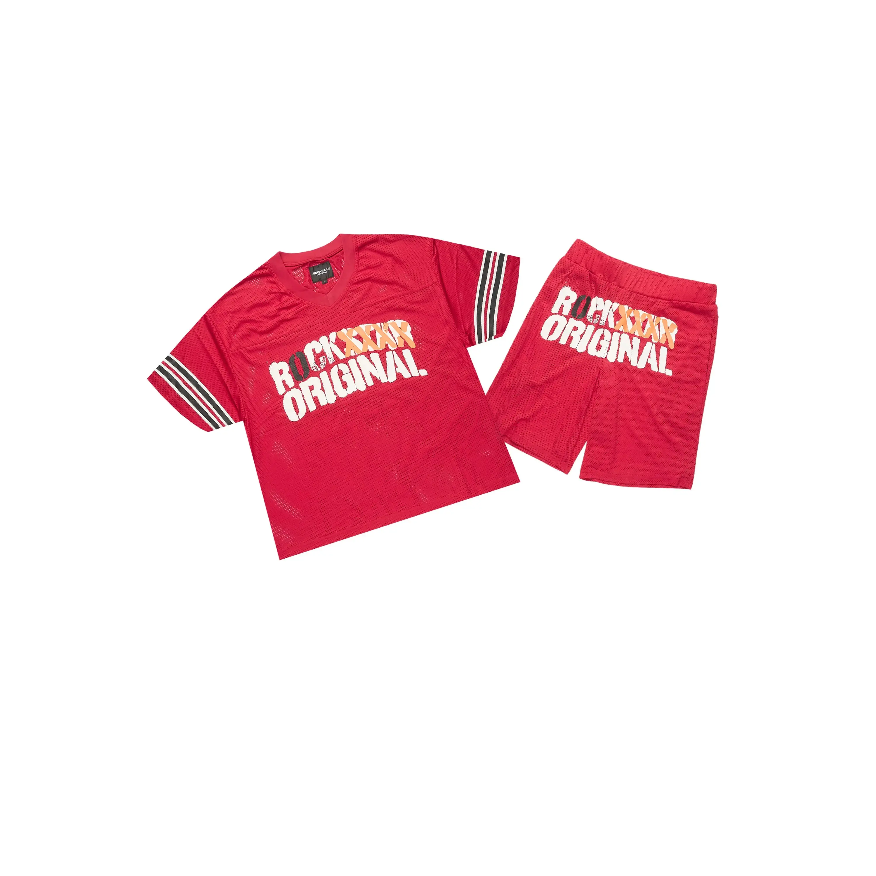 Crown Red Mesh Jersey Short Set