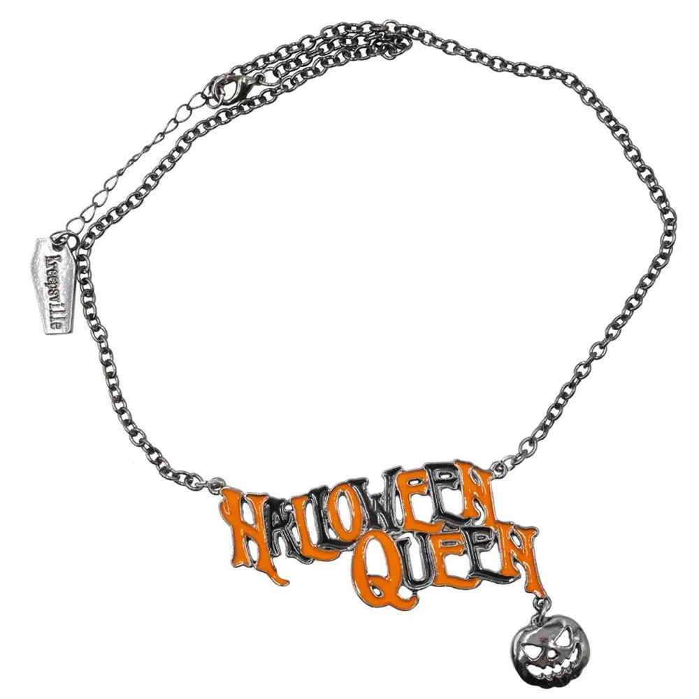 Halloween Queen Text Necklace Jewelry