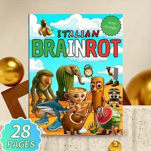 Italian Brainstorm Coloring Book, Fun Italian Meme Animals & Internet Humor Art, 28 Pages, High-Quality Paper, Creative Relaxation Gift