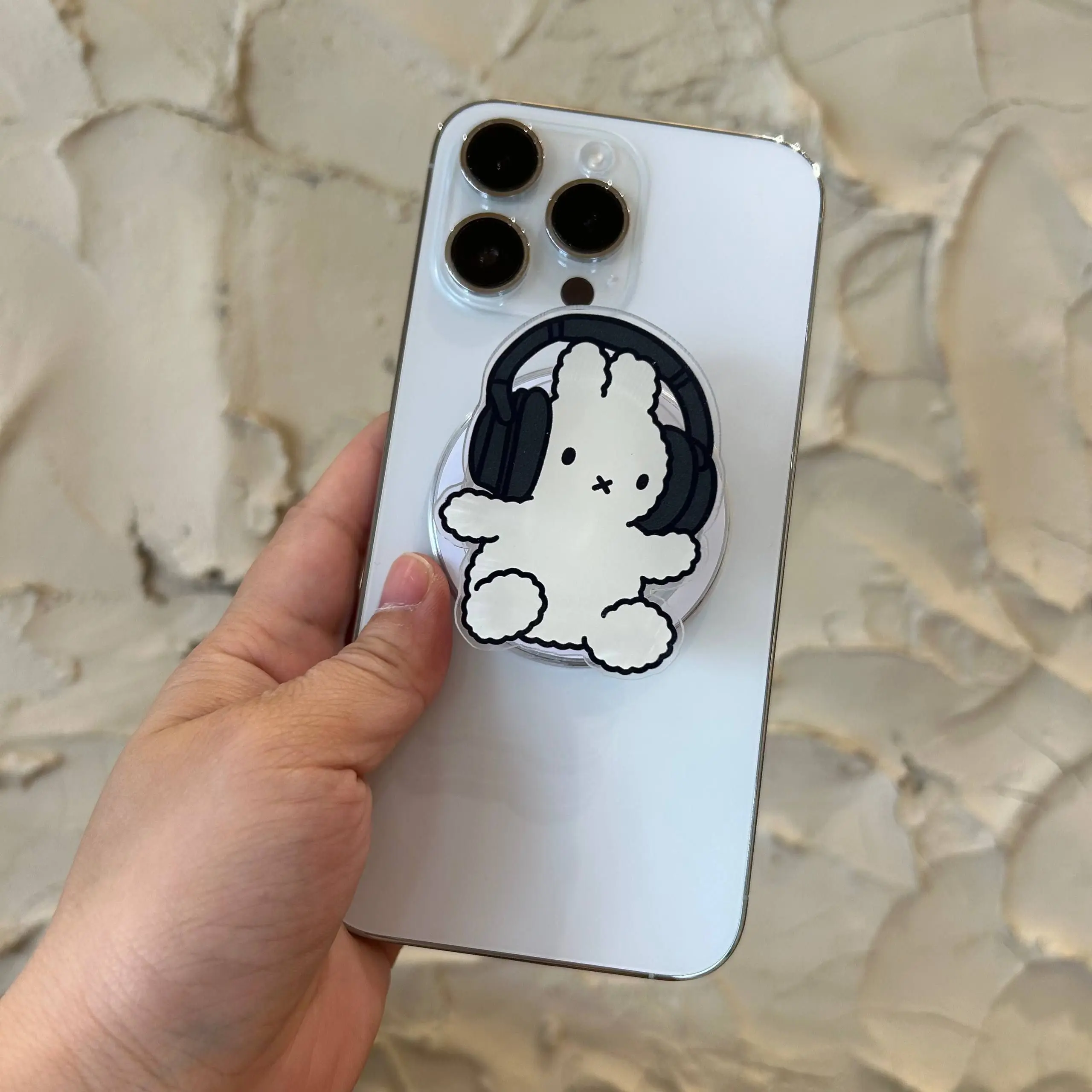 Cute Music Bunny MagSafe Phone Grip - Detachable Phone Holder & Kickstand, Kawaii Rabbit Lover Gift