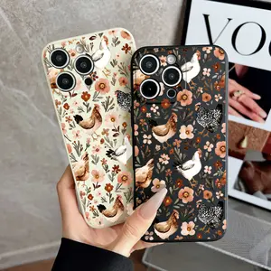 Stylish Soft Case for iPhone11/12/13/14/15/16/17plus/promax/x/xs/xr/xsmax Case Chickens among flowers Lightweight, Anti-Scratch, Perfect for Everyday Use