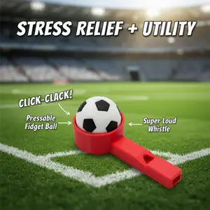 3D Printed Soccer Fidget Whistle - 2-in-1 Stress Relief Toy & Loud Whistle for Sports, Parties, and Fans