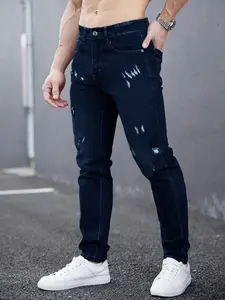 2026 new men's retro old ripped jeans, elastic and comfortable, slim and versatile men in skinnny jeans