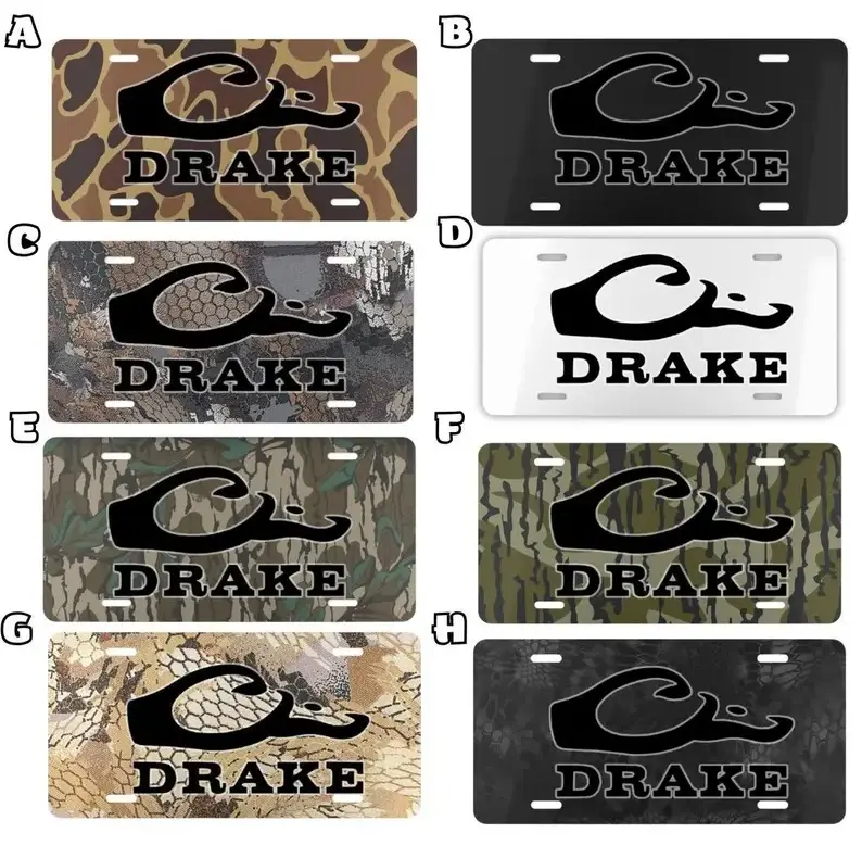 Drake LOGO Camouflage License Plate for Car Exterior, Multi Camo Pattern Choice Vanity Plate, Decorative Car Accessories