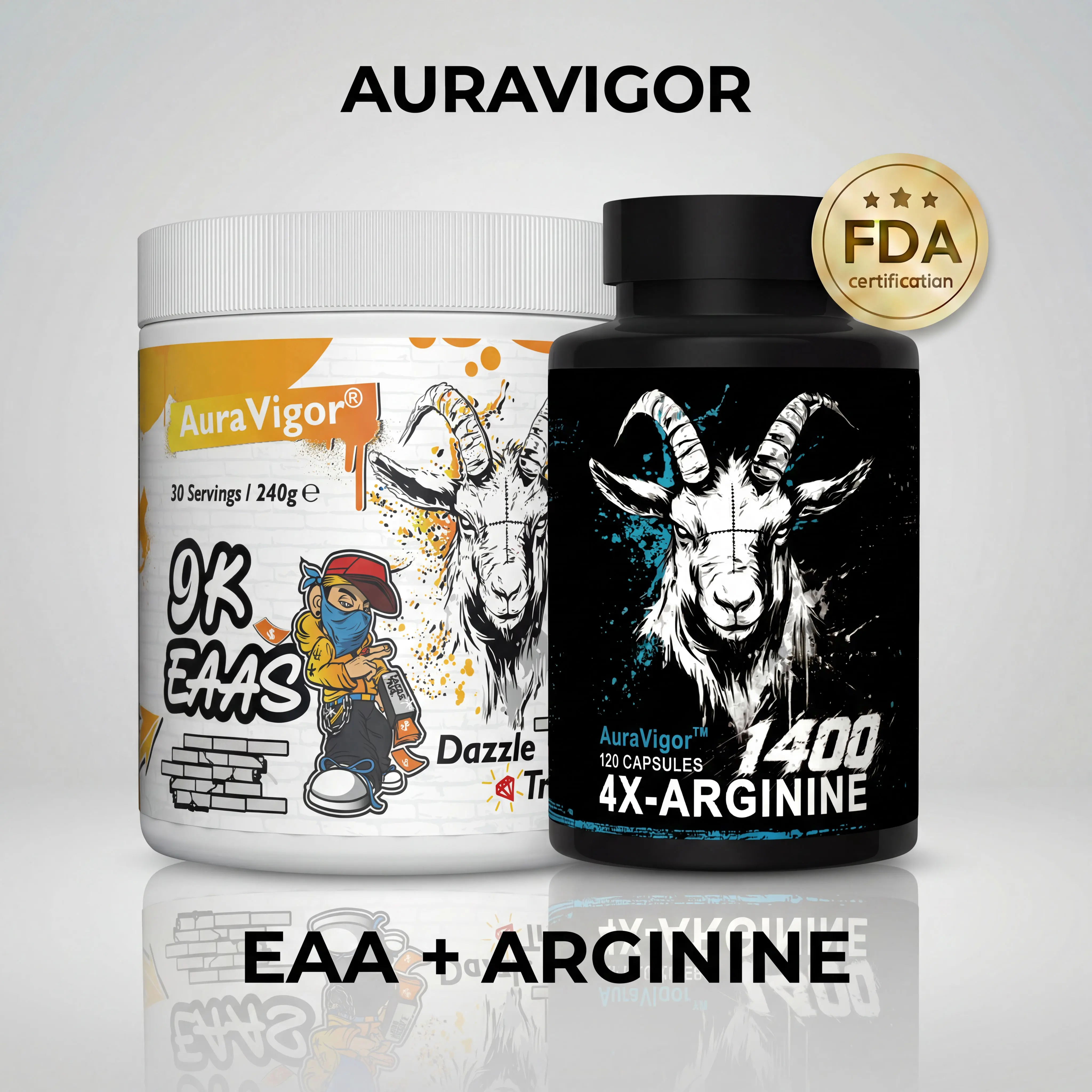 Auravigor EAA+Arginine 0-Sugar Dietary Supplement Capsules for Adults - Essential Amino Acids, Vasodilation & Circulation Support, Energy Boosters, Optimized Recovery, Energy Formula Nutritional Supplements