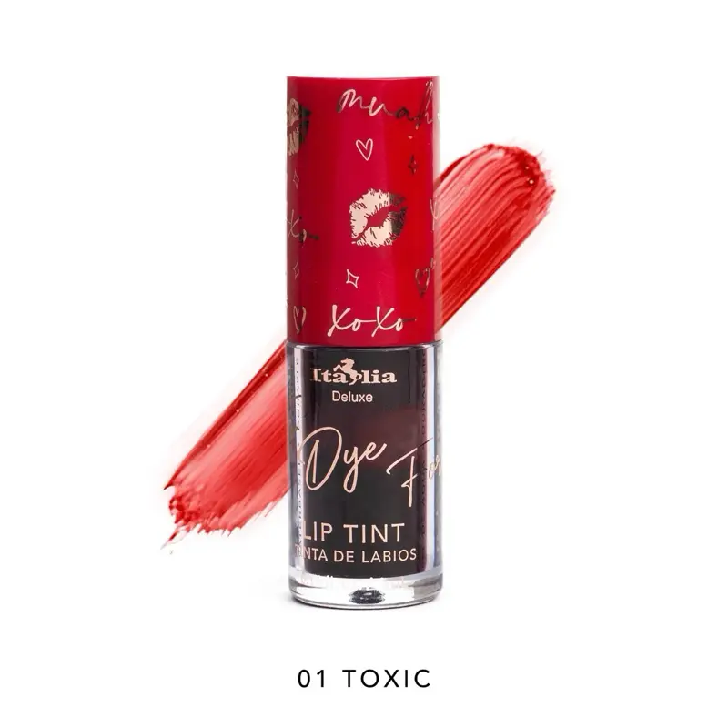 Italia Deluxe Waterproof Lip Tint Makeup - Longlasting Cosmetic Lipstick & Lip Gloss, Water-Based Formula, Lightweight Wear, High Pigment, Glossy Finish, Toxic Shade, Lipgloss, 0.14 Fl Oz, Natural Gloss, Water Base