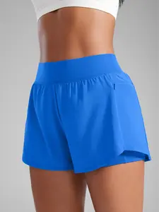 CRZ YOGA  2 in 1 Double Layer Running Shorts for Women 3" - High Waisted for Athletic Tennis Workout with Zip Pockets