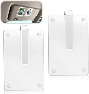 Transparent Acrylic Rectangle Car Sun Visor Clip Photo Holder - Reflective-Free, Fits 2x3", Car Organizer for Personalized Photos