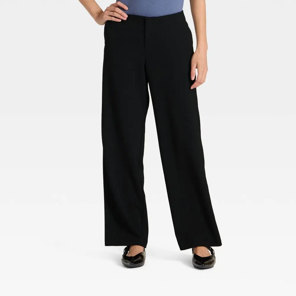 A New Day Women's Low-Rise Wide Leg Bootcut Dress Pants - Spandex-Rayon Garment Bottom with Pocket, Matches Shirts