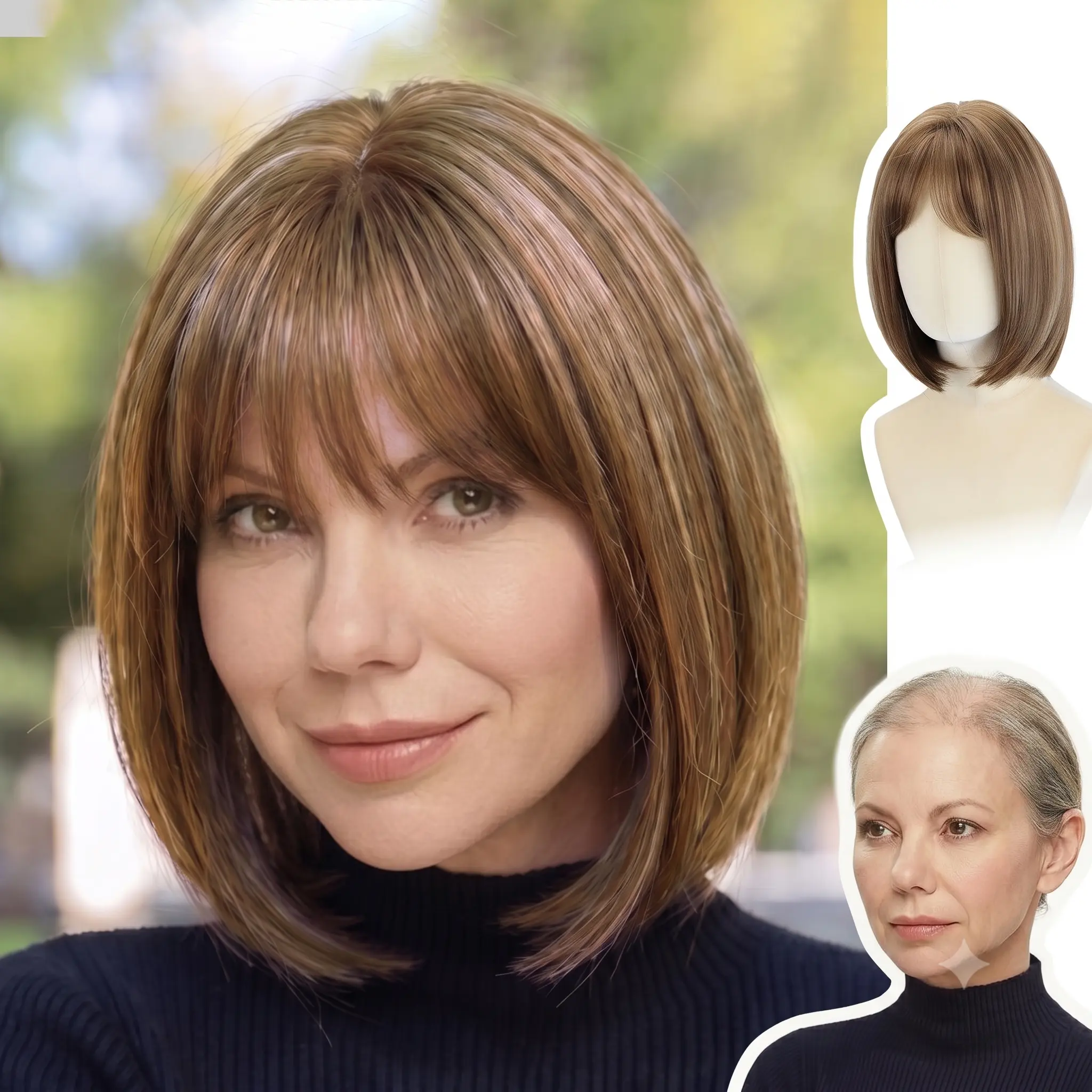 Clara - Wigyy Open-Wefted Glueless Stretch Cap Bob with Wispy Fringe