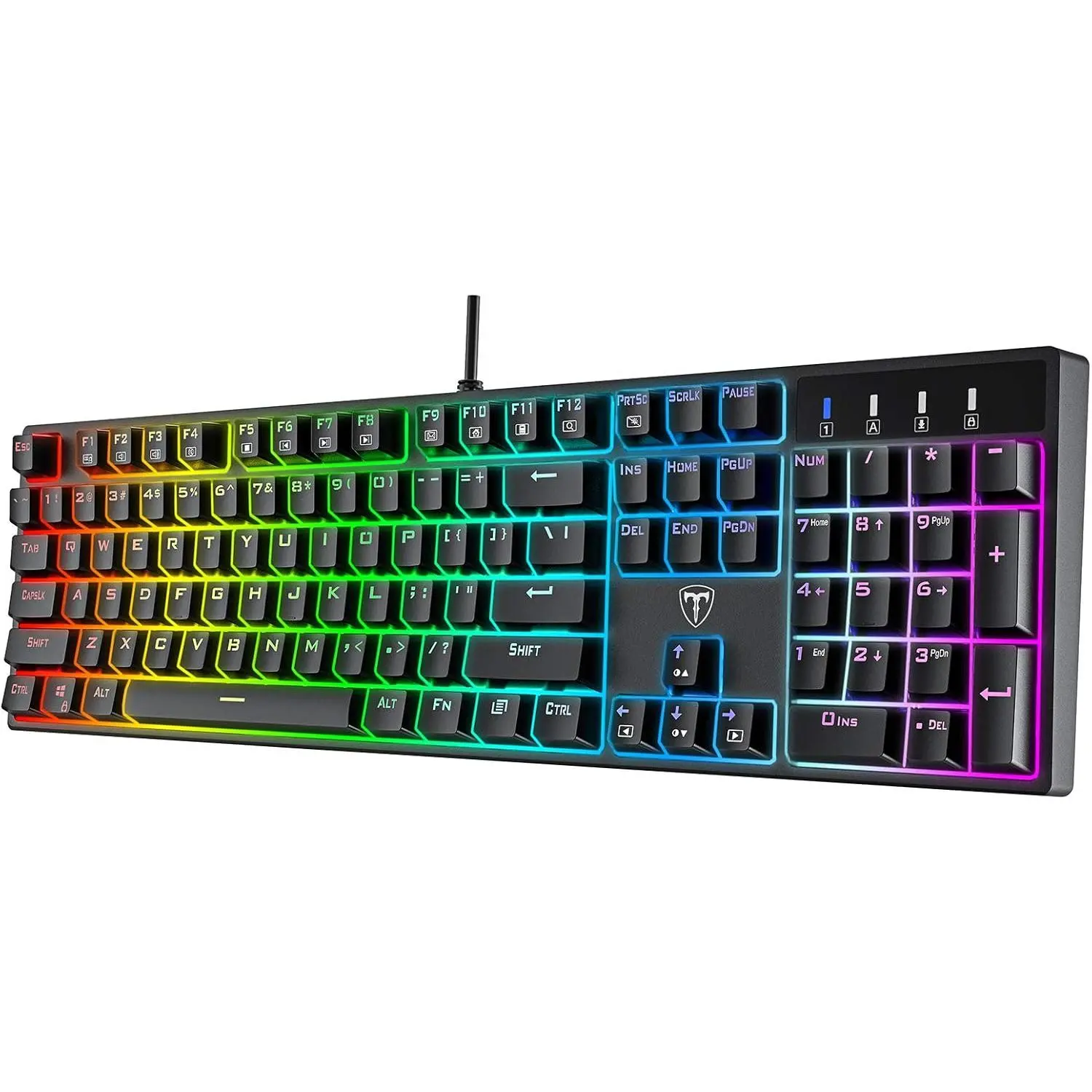RisoPhy Mechanical Gaming Keyboard, Blue Switch USB Wired Keyboard, 20 RGB Light up Backlit Modes, 104 Key Full Size Clicky Keyboards, Anti-Ghosting