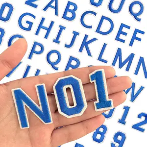 72 Pieces Iron on Letters and Numbers Patches, Blue Letter Patches Alphabet Embroidered Patch A-Z, Numbers 0-9 Applique for Clothes, Dress, Hat, Socks, Jeans, DIY Accessories