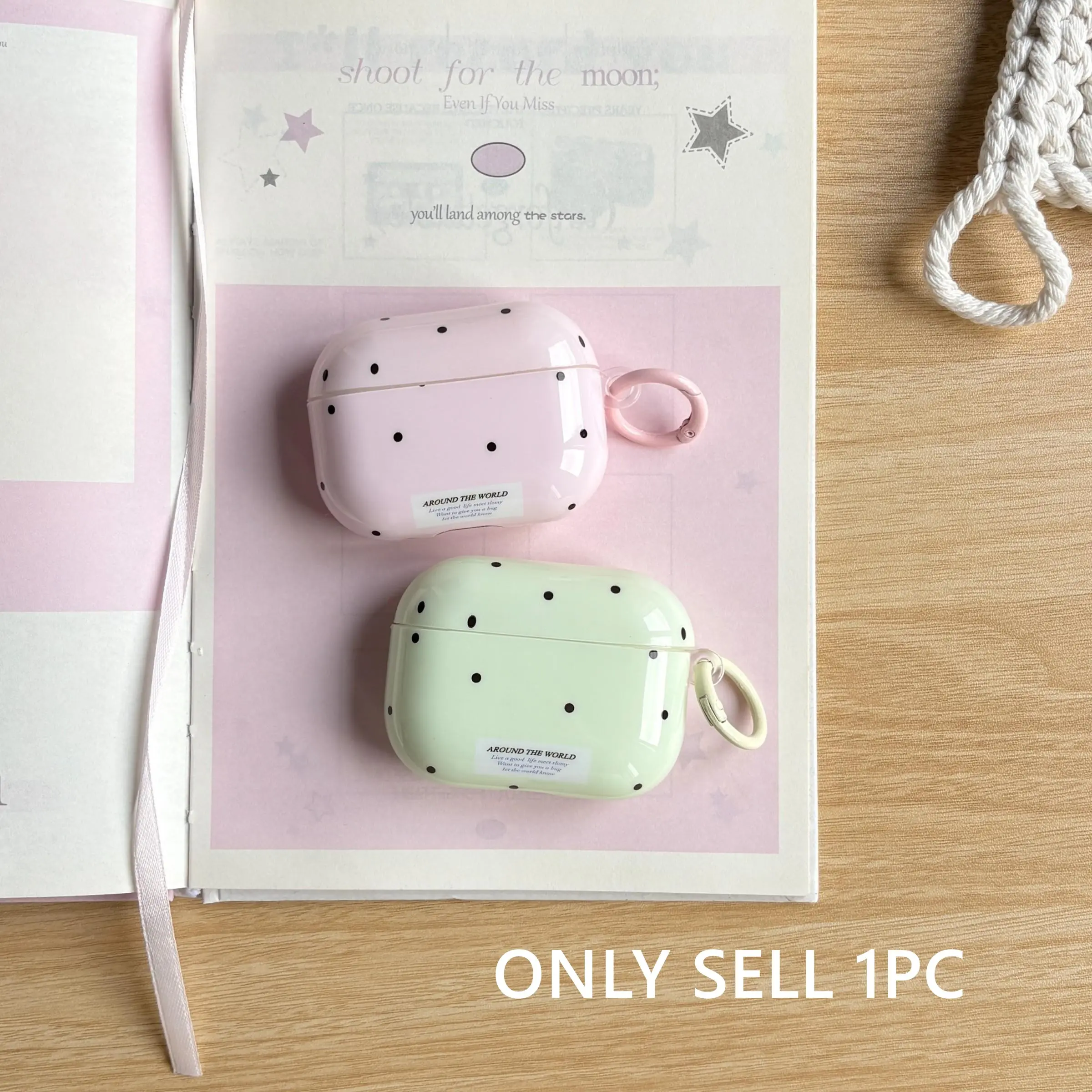 Cute Chic Pink Green Blue Yellow Polka Dots Macarons Solid Color Protective Earphone Case Cover Earbud Cover Accessories Protection for AirPods 1 2 3 4 Pro 2 Pro 3