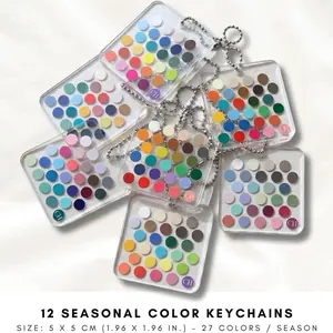 12 Seasonal Color Acrylic Keychain | Small Portable Personal Color Analysis Palette Swatch Card | Plastic Pocket Color Chart Guide & Gift