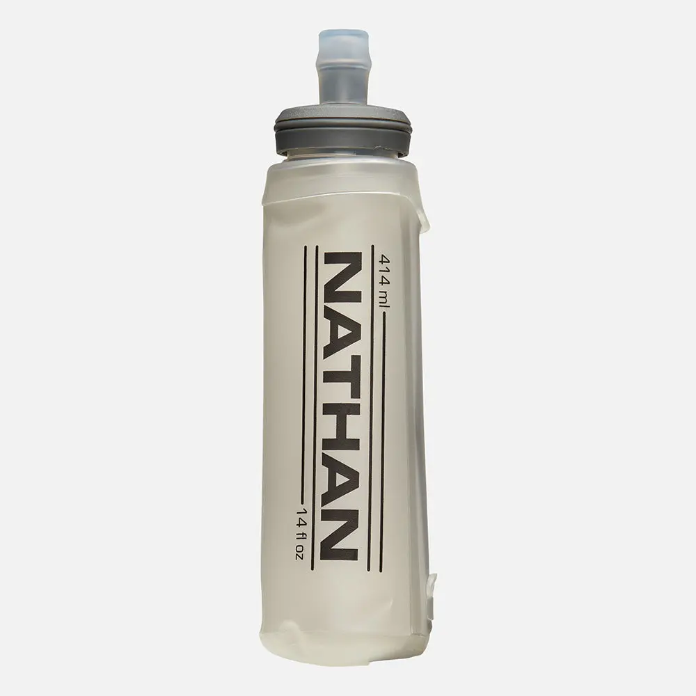 NATHAN Soft Flask with ExoSpine 14oz Insulated Water Bottle for Hydration Vests Packs & Runs Classic Design Bite Valve