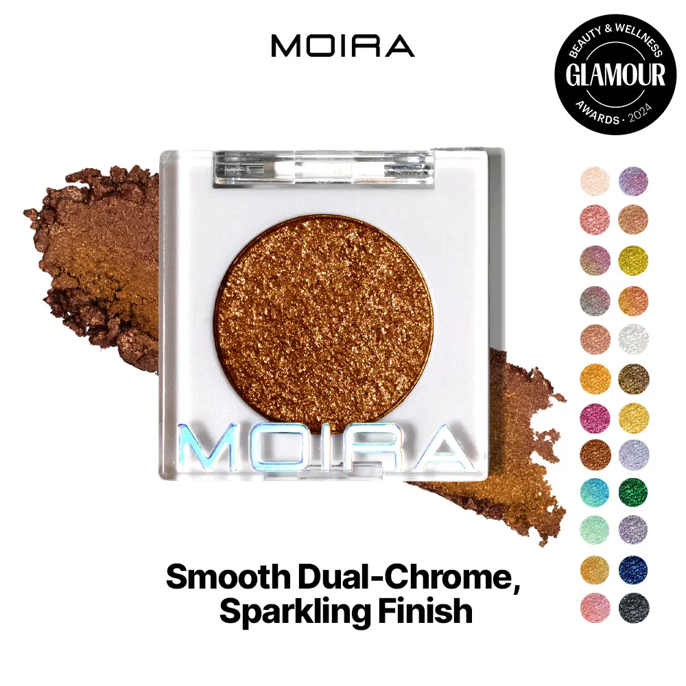MOIRA | Chroma Light Eye Shadow (008, Sunstone) | High-Pigment Foiled Finish, Creamy Blendable Microfine Shimmer, 100% Vegan