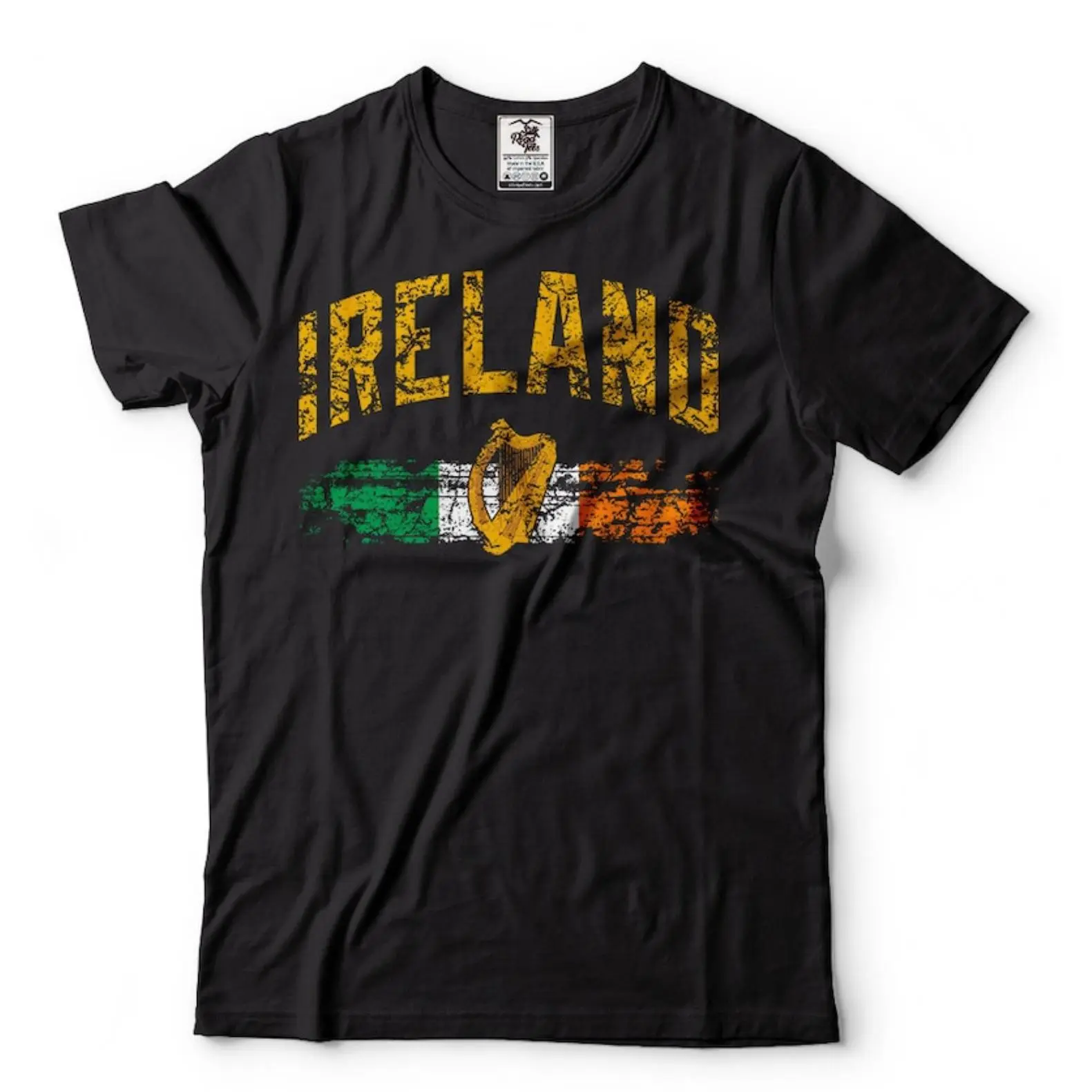 Men's Sporty Chic Pull On Cotton Knit Short-Sleeve Sports Top - Adult, Ireland Theme Position Print, Funny Graphic, Round Neck, Irish Flag/Coat of Arms/National Symbols, Regular Cut, Machine Wash, All-Season Casual Fabric T-Shirt, Casual Sport
