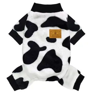 XPUDAC Cow Dog Sweater Soft Fleece Cow Print Pajama for Small Medium Dogs Girl Boy Warm Winter Clothes Cozy Nights Outdoor Use - Costume Outfits