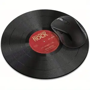 Vintage Vinyl Record Pattern Mouse Pad, Round Small Mouse Pad, Non-slip Rubber Base Mouse Pad, Gaming Mousepad, Office Supplies Office Decor For Home Work Game