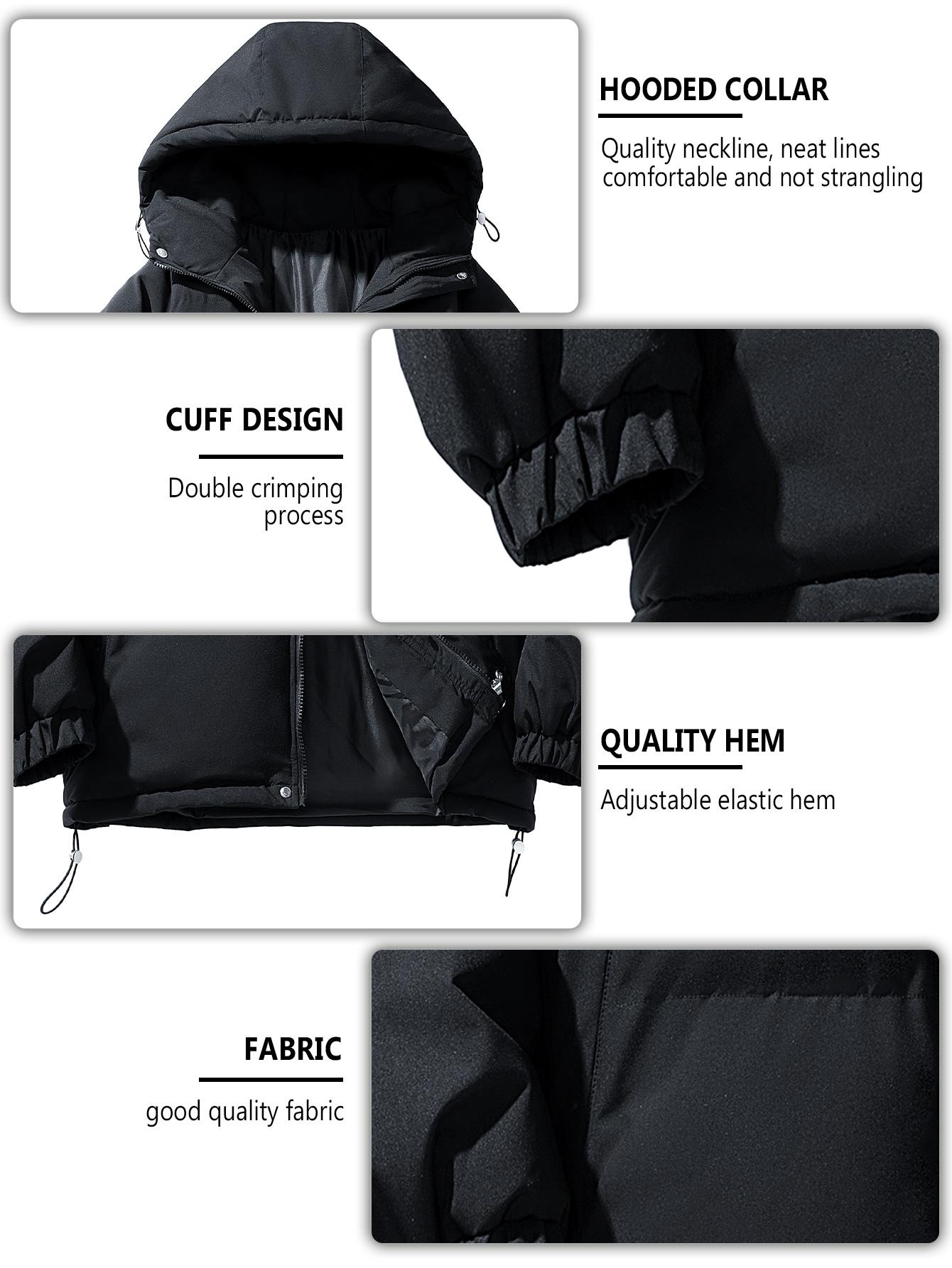 CCCMAI Men's winter warm cotton jacket Thick Winter Jacket, Autumn/Winter Outerwear,  Black Casual Outdoor Jacket, Suitable for Work, Travel, and Daily Use