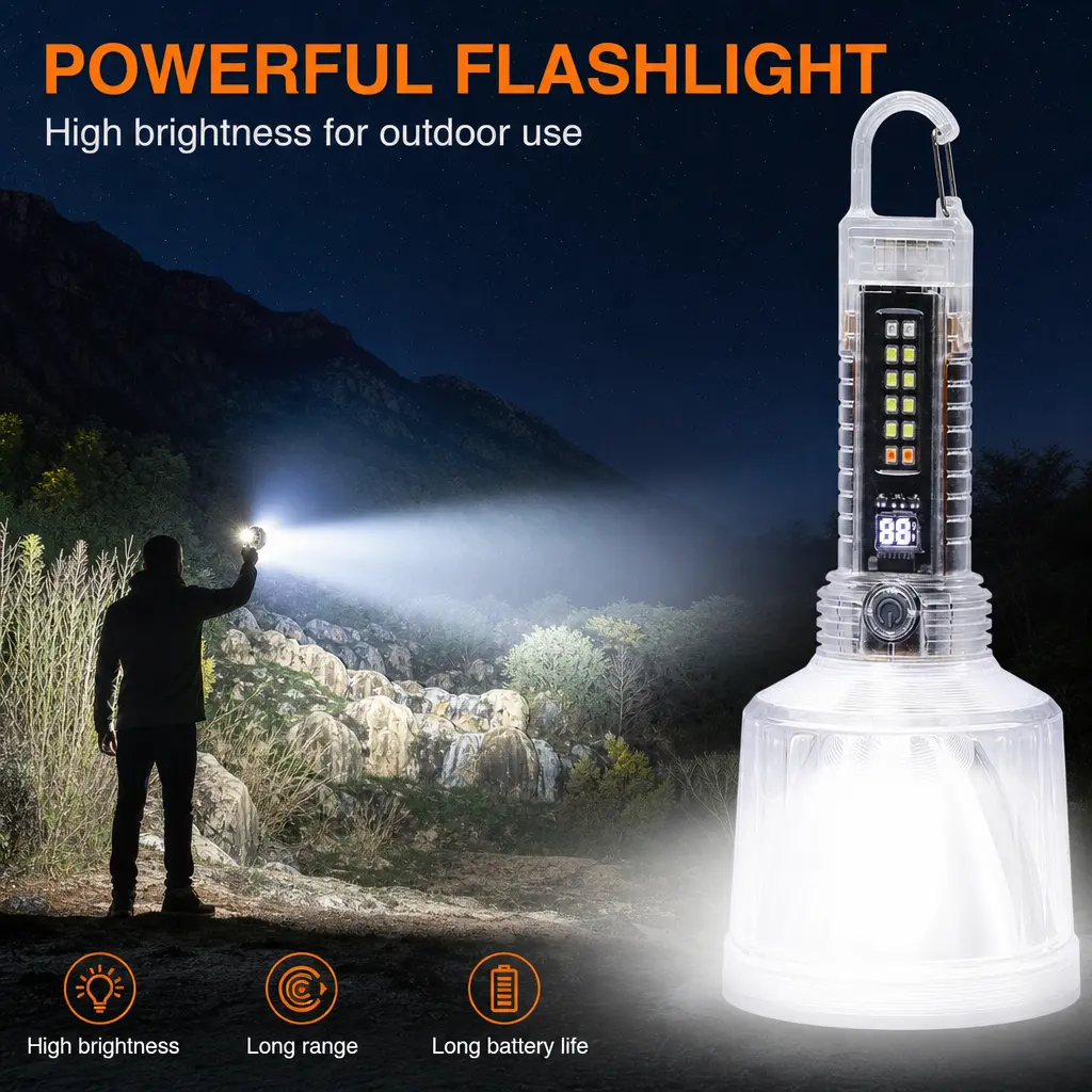 Qawtor Rechargeable LED Flashlight with 5 Lighting Modes, Spotlight, Magnetic Base Work Light, Battery Display, USB-C Charging, Emergency Warning Light, Hanging Hook, Waterproof Drop-Resistant for Car Repair, Camping sohochic