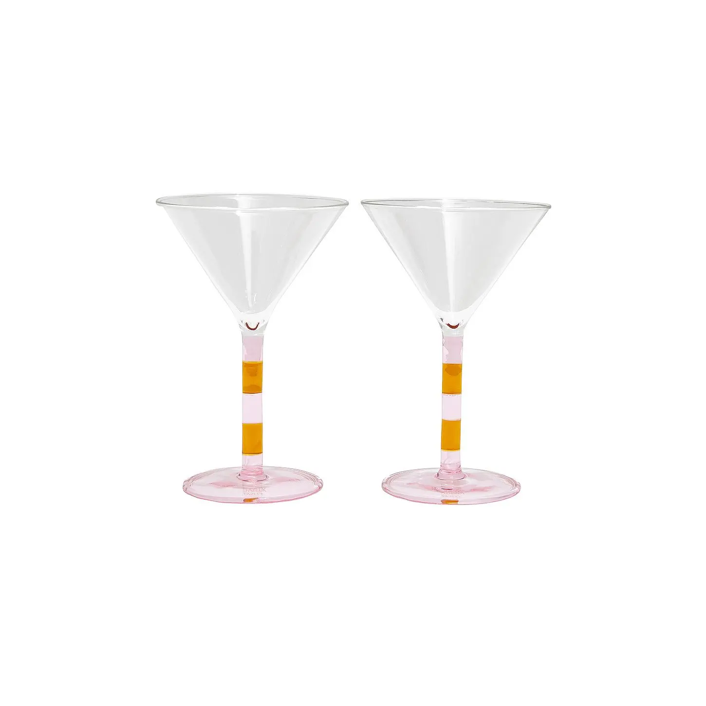 Fazeek Striped Martini Glasses Set Of 2 in Pink & Amber