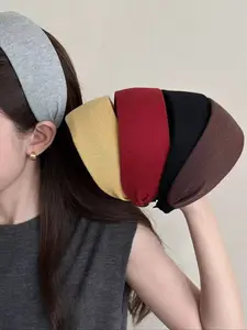 5pcs Autumn Winter Knitted Wide Hairbands, High Crown Non-Slip Soft Headband Set for Daily Use, Makeup, Parties, Fashion Accessories