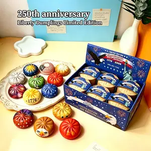 12pcs Limited Edition 250th Anniversary Bao Bun Squishy Toys, Slow Rebound Stress Relief Fidget Toys, Patriotic Gifts for Kids Adults