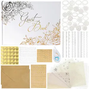 Wedding Guest Book Letters to The Bride Scrapbook Wedding Memory Book Bridal DIY Blank Paper Scrapbook Photo Album Guest Sign with Stickers, Metallic Letters, Scrapbook Kit