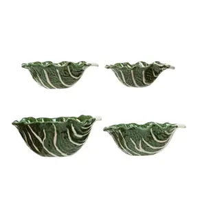 Hand-Painted Stoneware Cabbage Bowls
