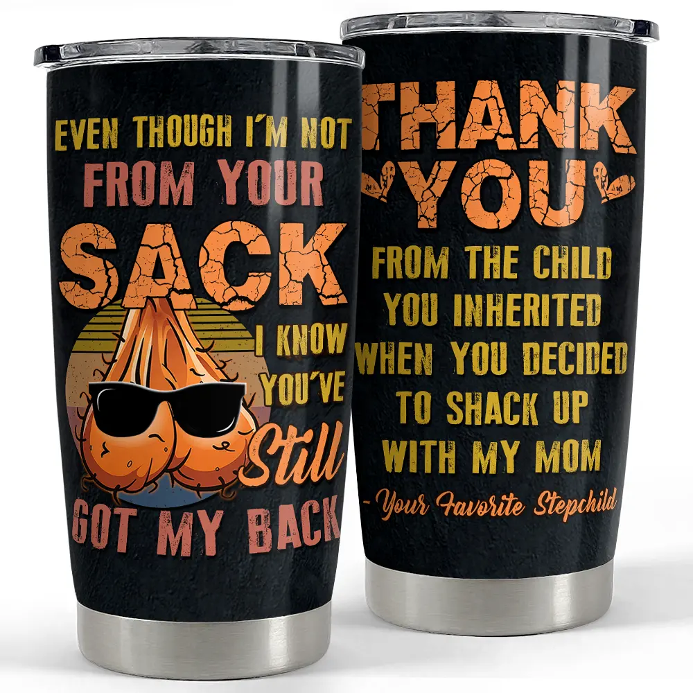 Step Dad With Love 20oz Tumbler with Lid, Stainless Steel Insulated Vacuum Travel Coffee Cup Bonus Dad Husband Men Gift Father Day