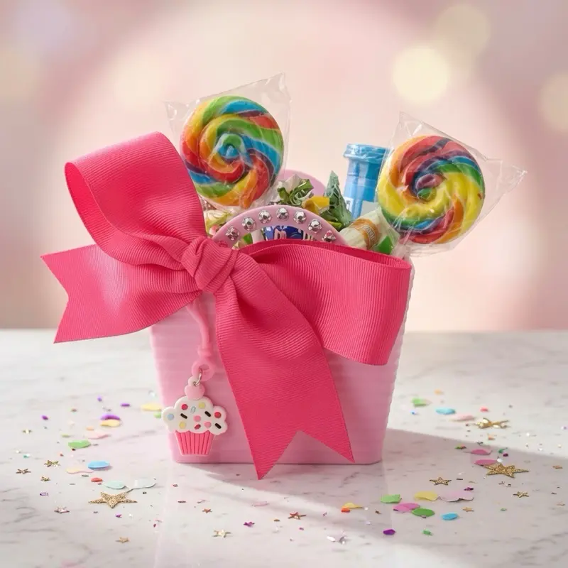 Candy filled party basket 12 included. For quincenas birthday or any fun parties.