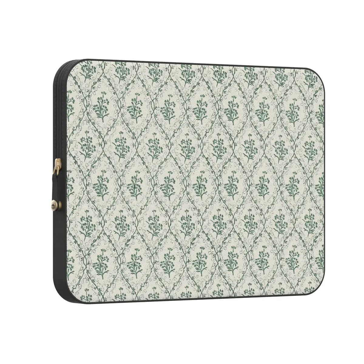 Casely PU Leather MacBook Laptop Sleeve Case - Work Bag with Vintage Prints, Drop Protection, Scratch Guard, Easy Zip Closure, Sage Tapestry Floral Vine Design for Campus, Coffee Shop Use, Everyday Carry