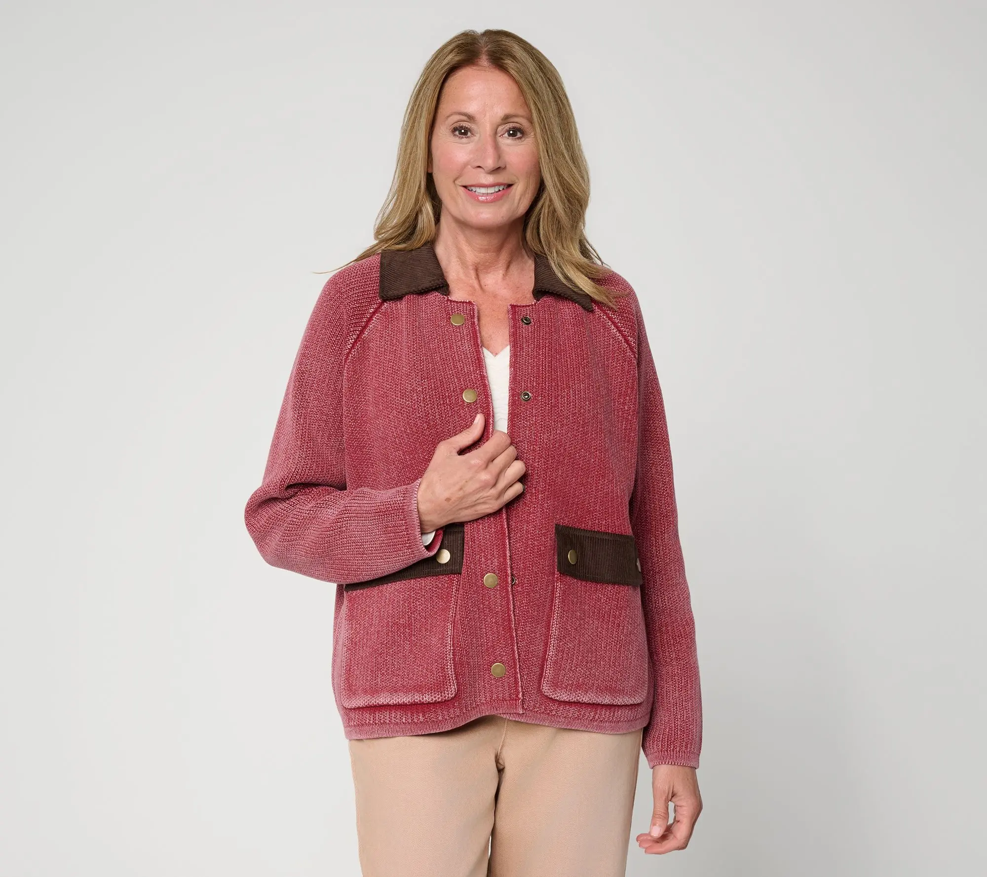 Me by Jennie Garth Porter Sweater Jacket with Cord Collar