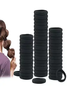 100pcsSoft basic thumb hair ties, Ponytail Holders, gentle on hair. Ideal for high/low ponytails and ballerina buns, versatile for daily wear. Scrunchie
