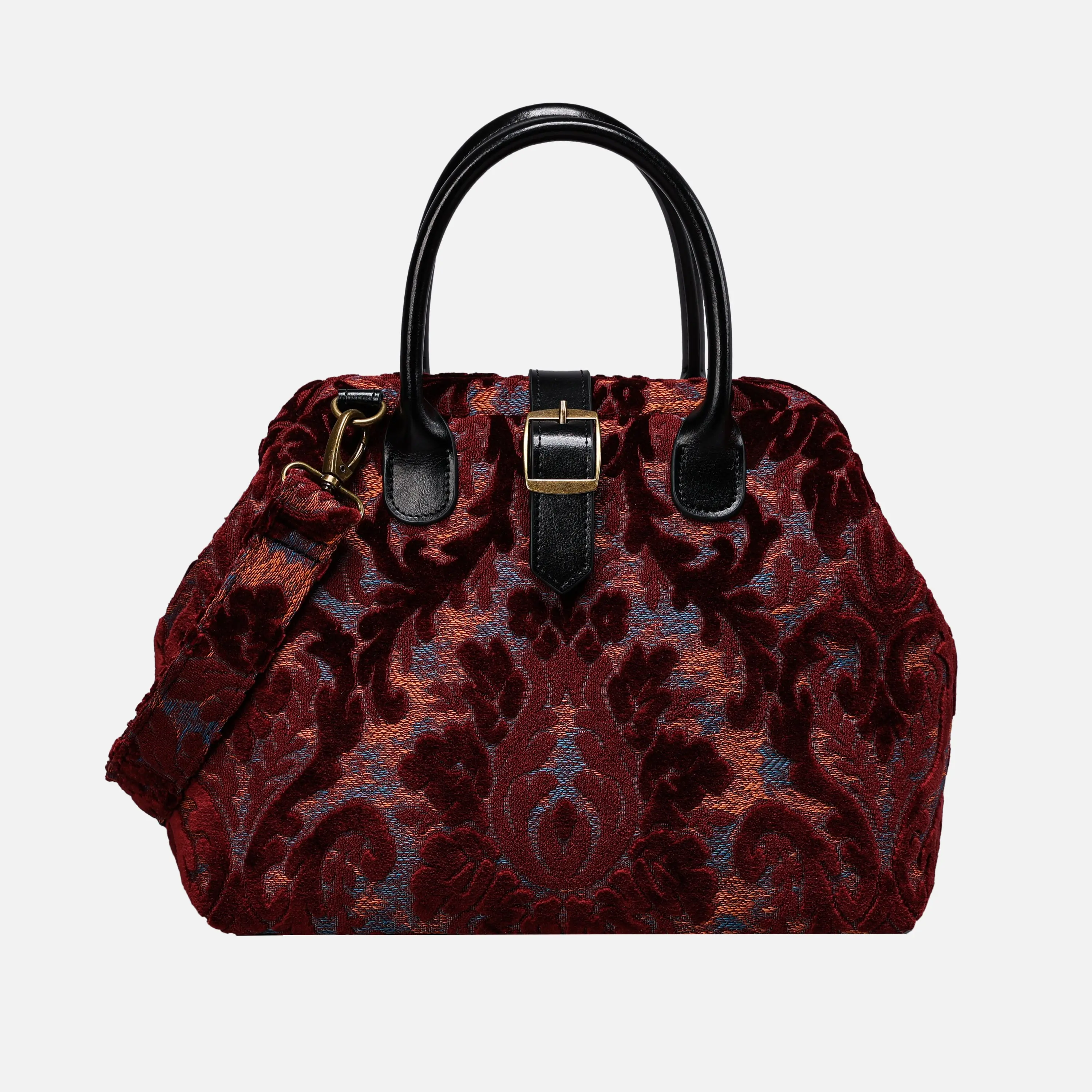 Burnout Velvet Wine Carpet Handbag Purse