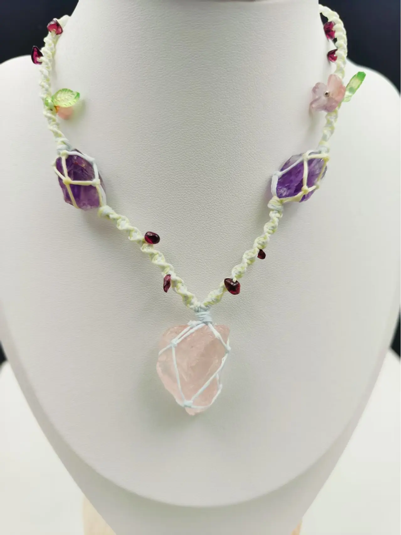 Women's Unisex Braided Macrame Natural Quartz Crystal Pendant Necklace - Necklaces for Women, Handcrafted Jewelry for Those Who Appreciate Handcrafted Workmanship, Durable, Elegant, High-Quality Finish, Versatile for 2 Occasions, Those Who Appreciate Hand