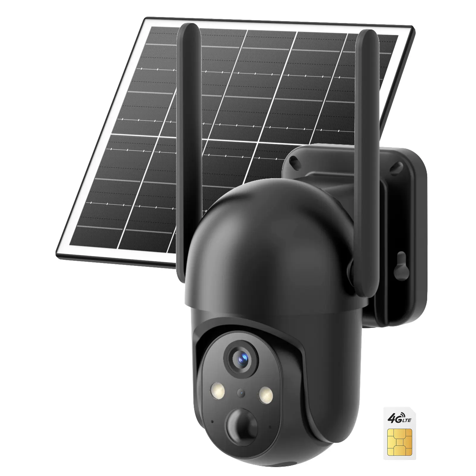 [SummerWins] 4G LTE Cellular Solar Surveillance Black Security Camera – 2K HD Video 360° View,NoWiFi, Remote APP Controlled,WaterProof,MotionActivated, NightVision, 4GData Card Included (Data refill is required for Unlimited 4G data usage) Connection out
