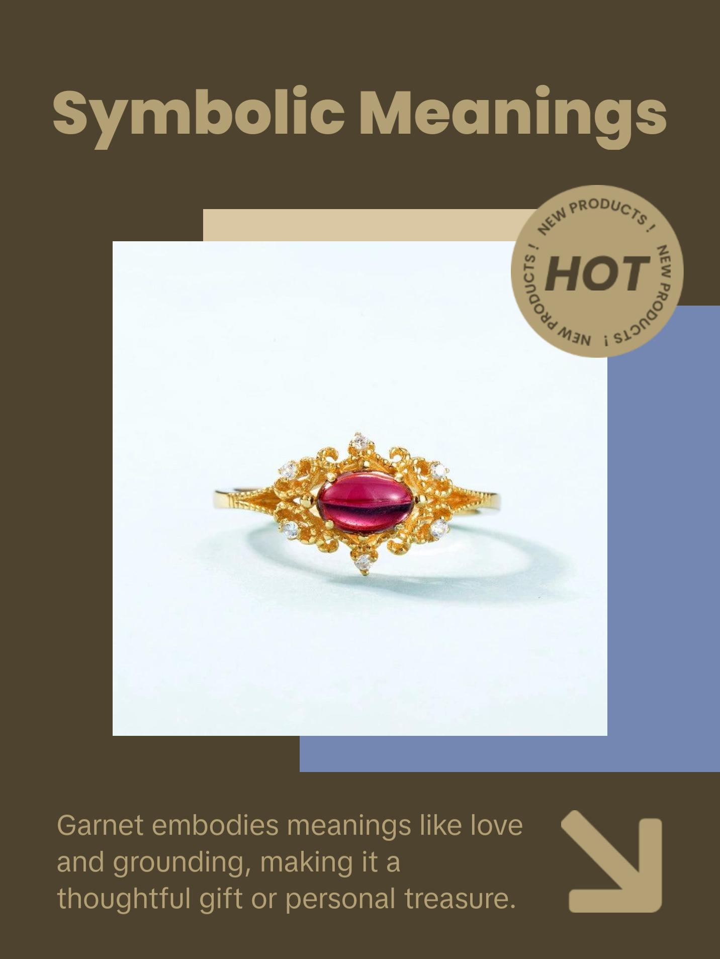 Garnet Oval Cut Vintage Style Adjustable Ring