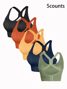 5 Pack Women's Seamless Sports Bras with Open Back Design, Backless Sports Bra, Medium Support Yoga Tops for Gym and Fitness, Stylish Activewear for an Active Lifestyle