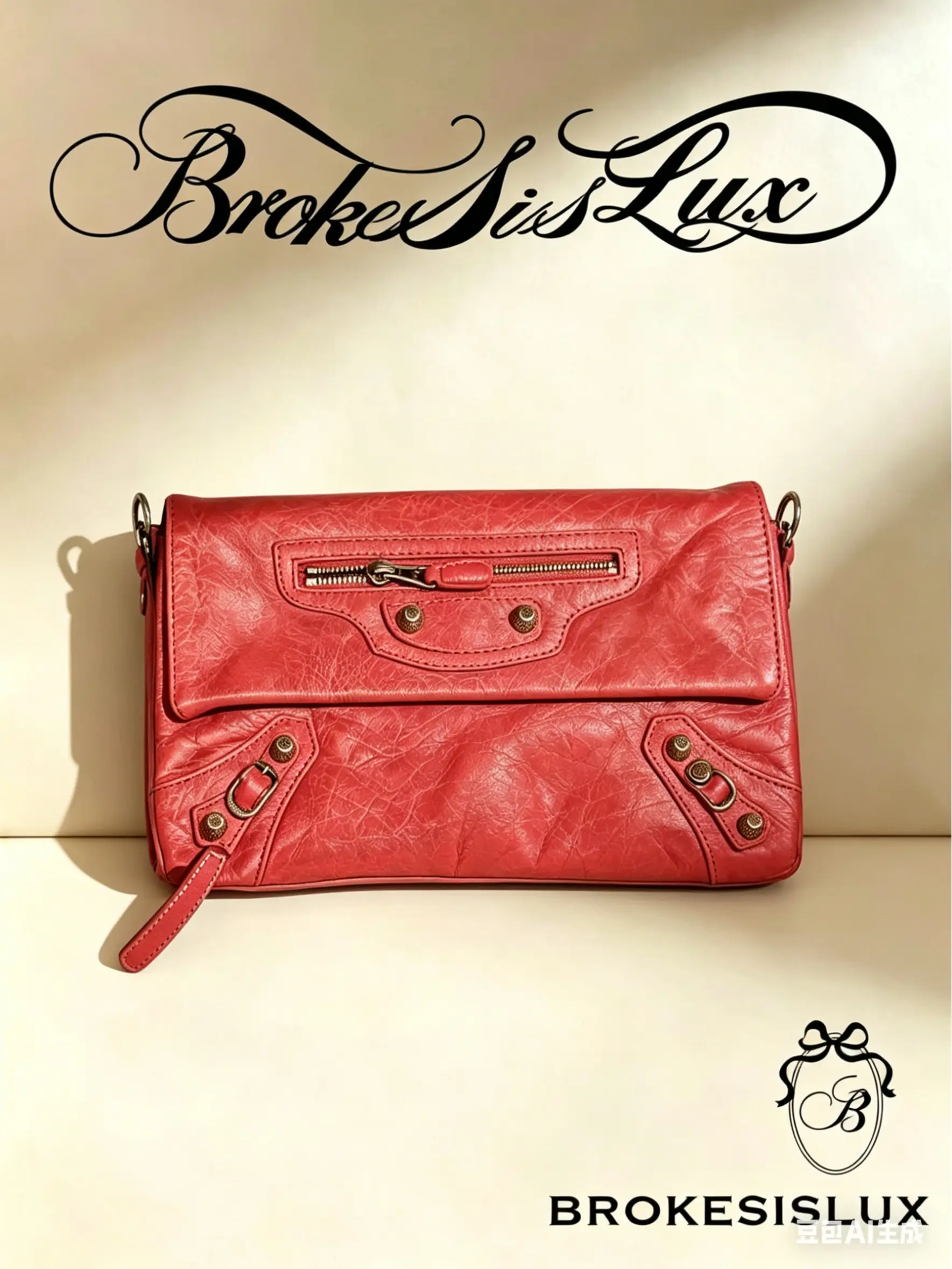 Pre-owned Balenciaga City Red Leather Clutch/Crossbody Bag, Silver, Crossbody Bags, Zip, Additional Strap