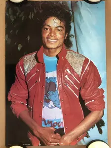 [SALE UP TO 45%] Vintage Original Michael Jackson Beat It Poster Music Memorabilia 1984 Red Zipper Jacket
