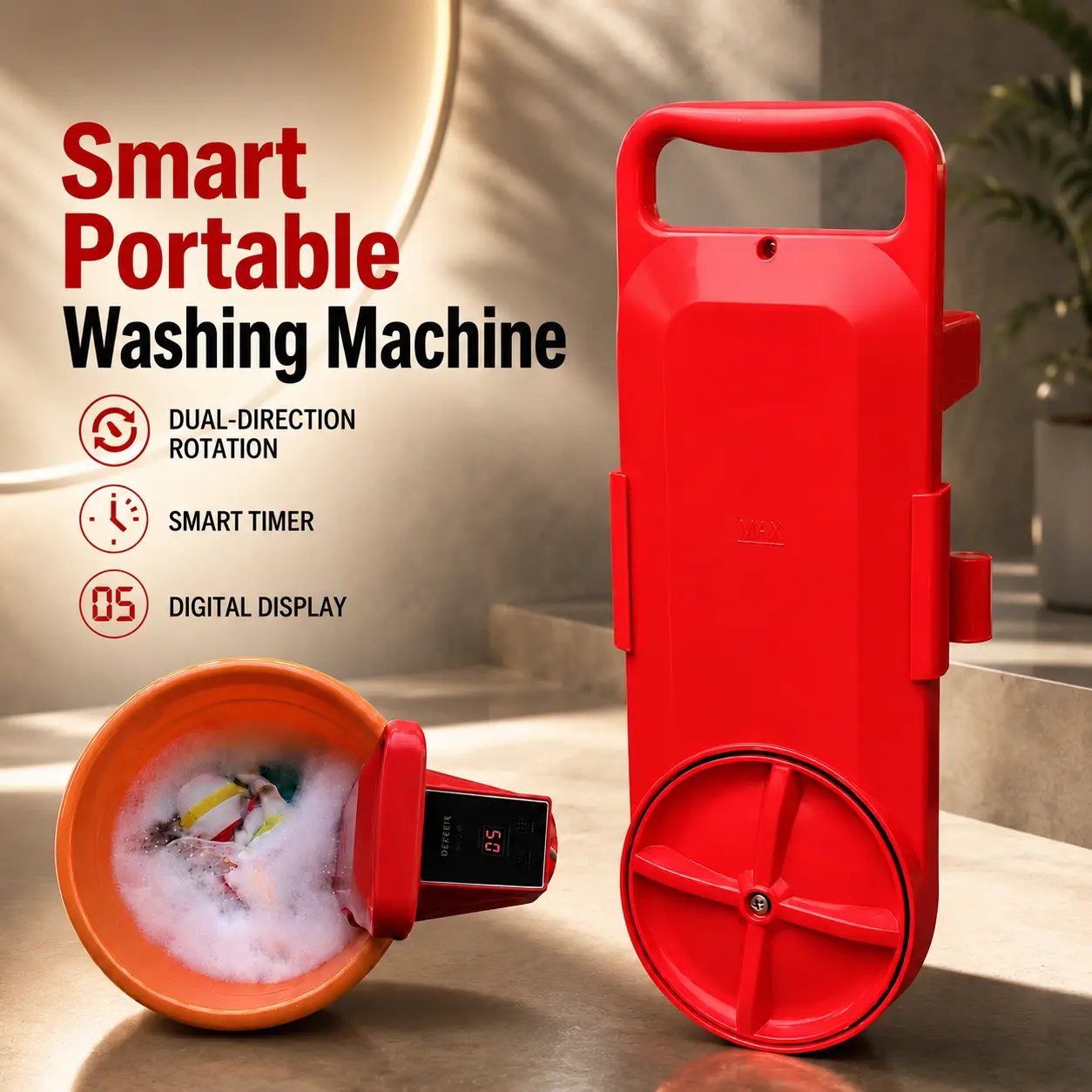 Portable Semi-Automatic Washing Machine with Drain Pump - ABS, 110V, 150W Power, Small Size Travel Washing Machine for Apartments, RVs, Small Spaces [Bucket Not Included], Dorms