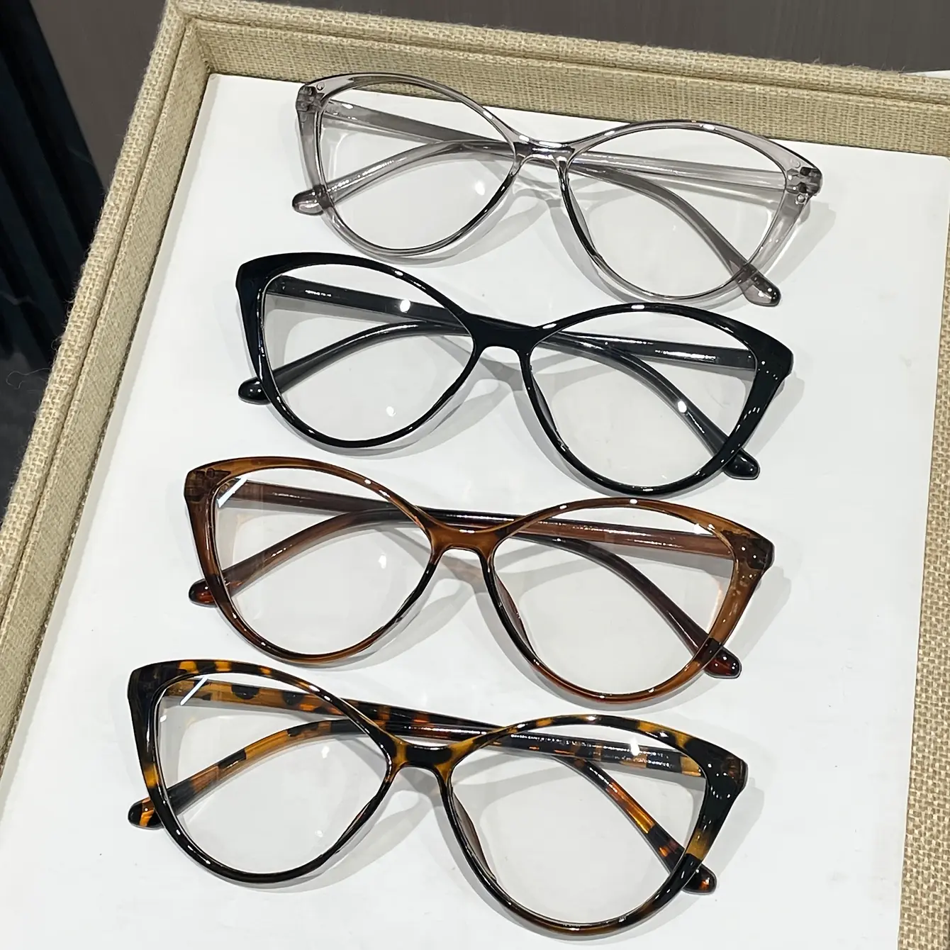 Women's 4-Pack Cat Eye Rimmed Non-Prescription Glasses - Transparent Clear-Tint Crystal-Clear 4-Lens Frames, Lightweight, Stylish Fashion Eyewear, Unisex Daily/Party Wear Computer Accessory, 4-Lens Non-Prescription Glasses