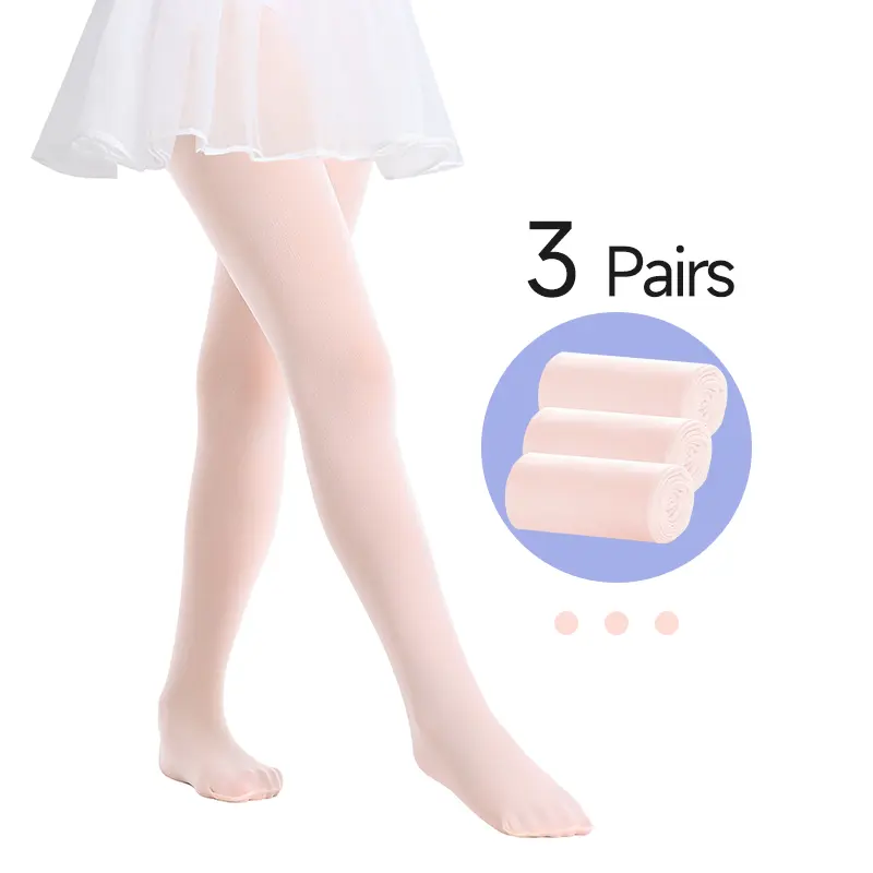 Girls' Professional Nylon-Blend Stage Dance Tights - Tight Stretchy Fit, Light Pink Full-Body, Lightweight Breathable Dancewear for Performances