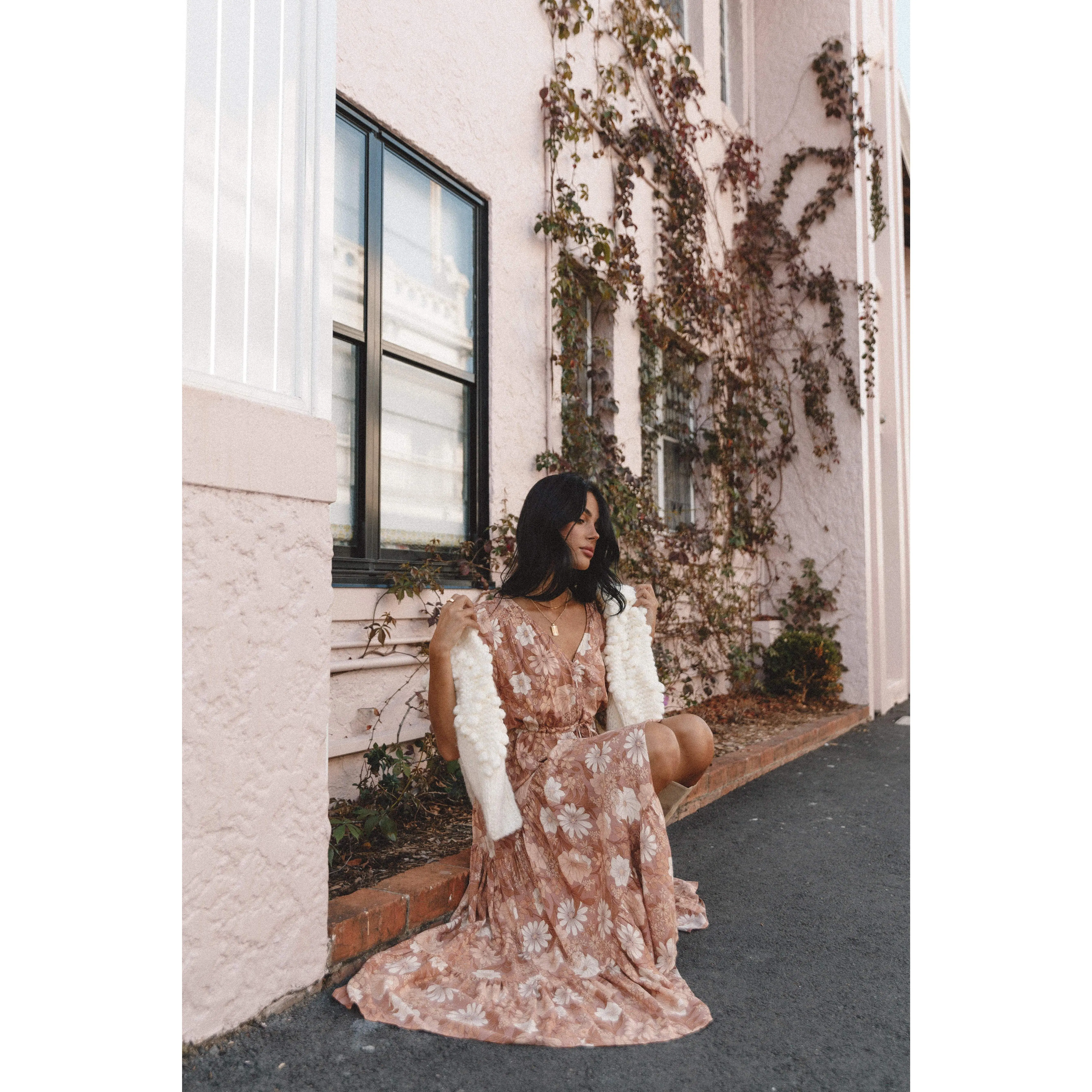 kelda dress - beige Year:2025 Backless Long Slip Dress Featuring a v neckline Color:Maple