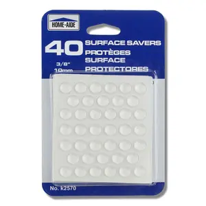 HomeAide FBA_k2570 40pc 3/8" Surface Saver Plastic Adhesive Bumper Pads-Protects Floors & Furniture, White, 40 Count