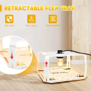 2 Pack Indoor Flea Trap with LED Light | 4 LED Bulbs + 10 Sticky Refills for Bed Bugs | Non-Toxic, Kids & Pets Safe | Electric Flea Killer for Dogs & Cats | Refillable Anti-Flea Control Trap