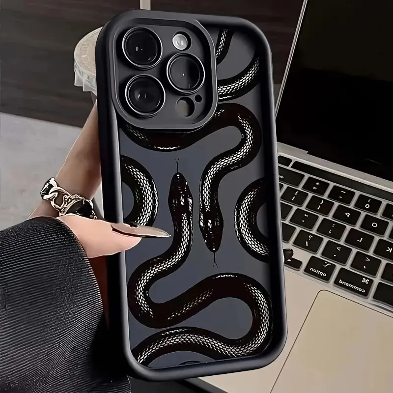 TPU material fully protective phone cases with black snake-eye design to prevent falls, compatible with  iPhone 16, 15, 14, 13, 12, 11, XR, Pro, Plus, and Pro Max